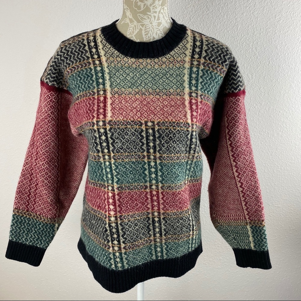 VTG Tommy Hilfiger Wool Green Red Sweater XL